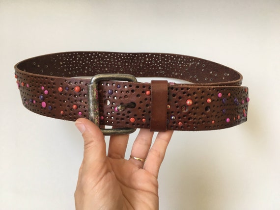 Vintage Studded Leather Belt, EDC by Esprit Boho … - image 1