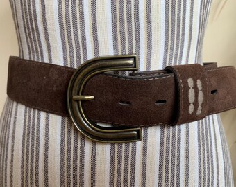Vintage Brown Velour Belt for Women, Boho Chic Faux Suede  display picture 3