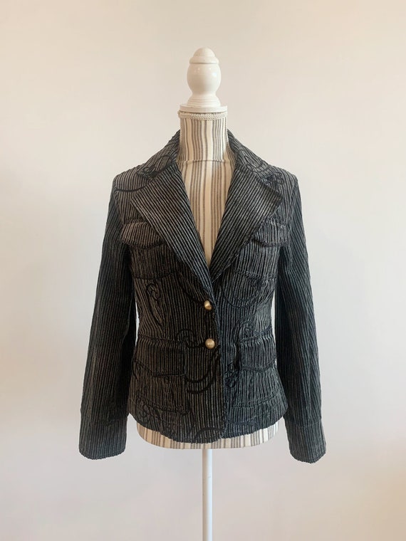 Vintage 90s Silver Grey Cotton Corduroy Blazer fo… - image 1