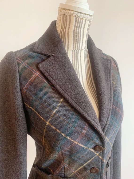 Plaid Tweed Sweater Blazer for Women Size XS, Vin… - image 5