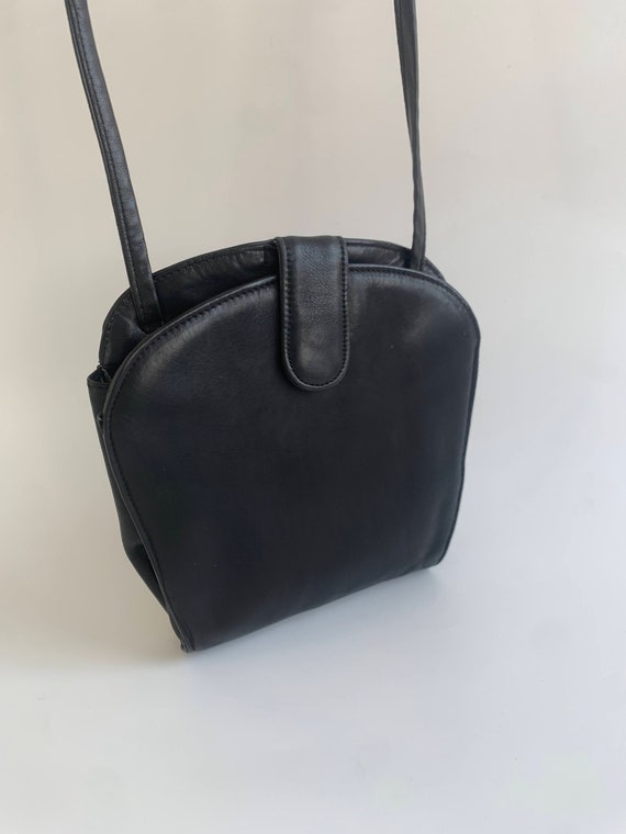 Vintage 90s Small Crossbody Satchel Bag, Distressed Genuine Leather Cross Body Bag for Women, Retro Real Leather Black Mini Shoulder Purse