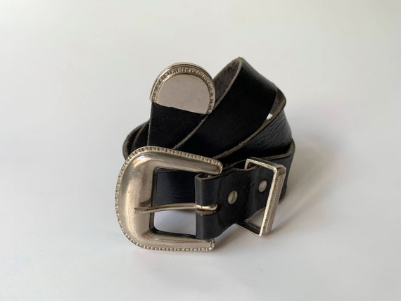 Vintage Black Leather Belt 30 35 / 77 90 Cm Simple - Etsy