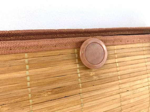 Vintage Wooden Handbag, Bamboo Slim Envelope Purs… - image 7
