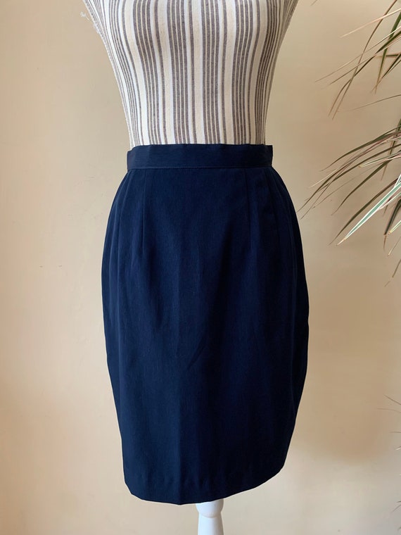 Vintage Knee Length Navy Blue Pencil Skirt Fitted Bodycon Secretary Skirt Spring Summer Retro Wiggle Skirt 80s Minimalist Office Skirt Etsy