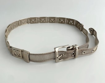 Vintage 90s Silver Heart Buckle Belt - Etsy display picture 1