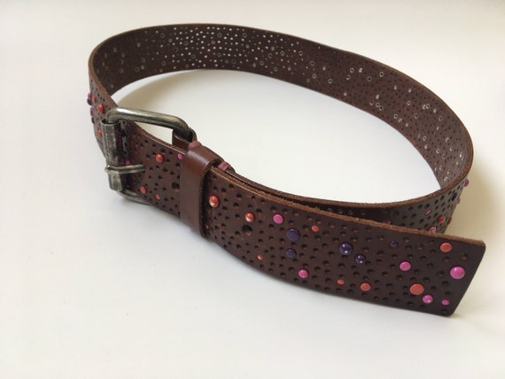 Vintage Studded Leather Belt, EDC by Esprit Boho … - image 8