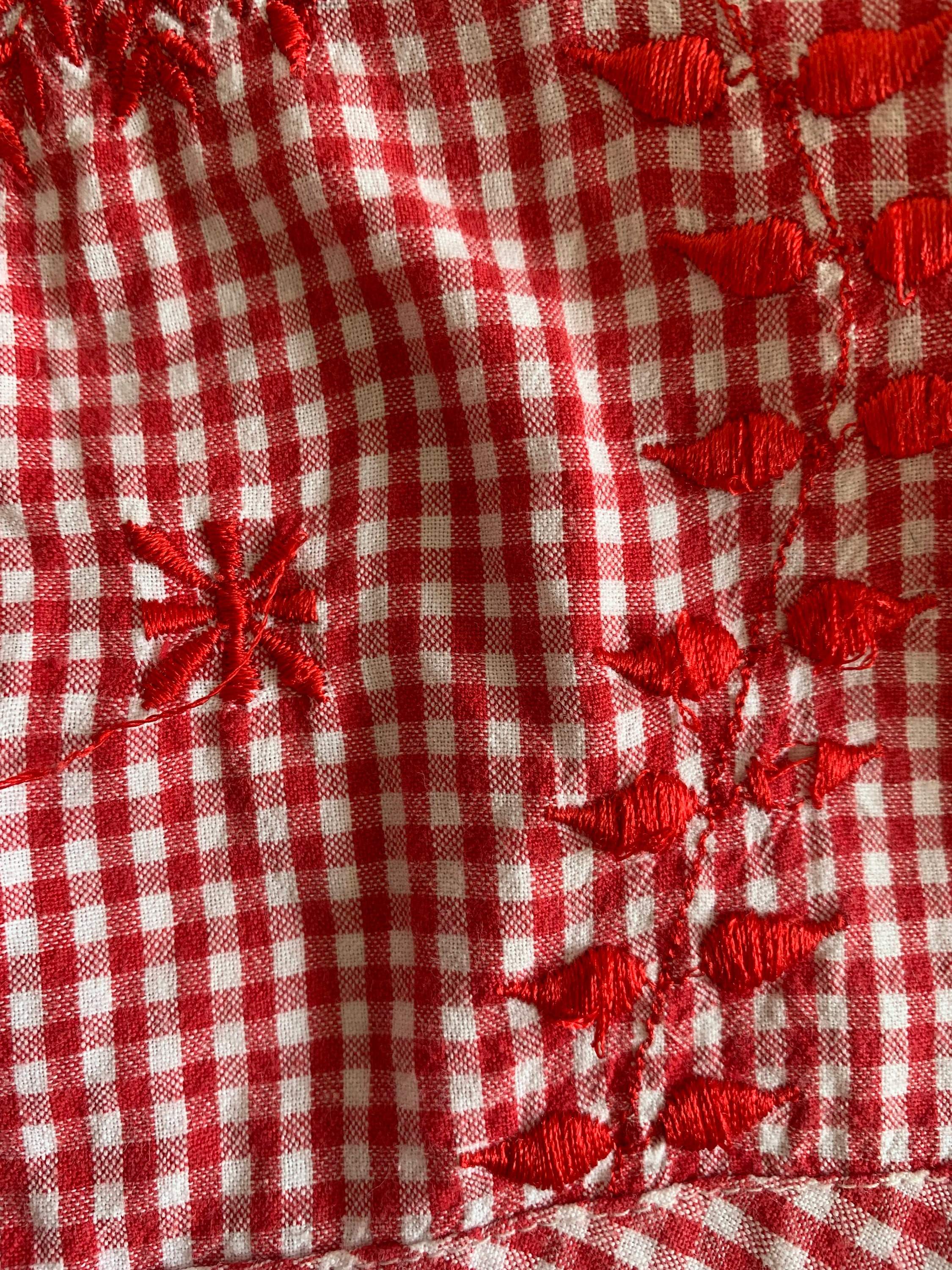 Red Embroidery Short Sleeve Midi Dress V Neck High Waist - Etsy