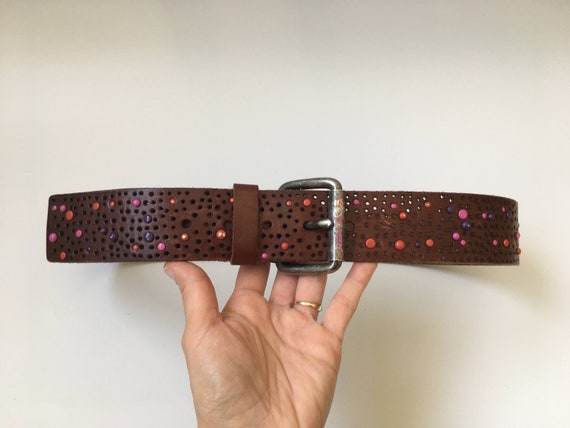 Vintage Studded Leather Belt, EDC by Esprit Boho … - image 4