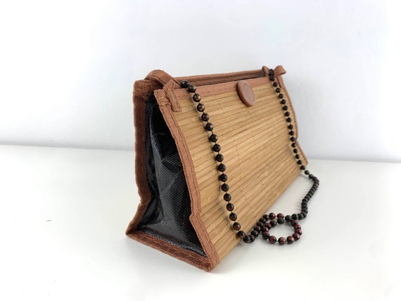 Vintage Wooden Handbag, Bamboo Slim Envelope Purs… - image 5