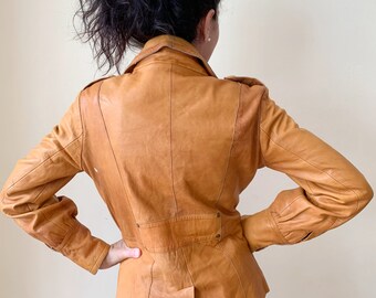 camel leather blazer