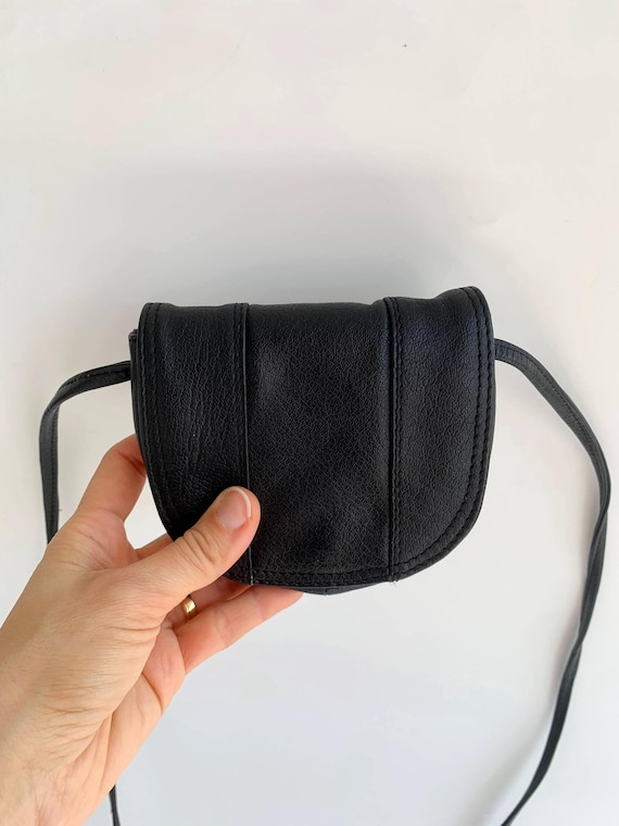 Dark Brown Almost Black Small Leather Crossbody Bag, Vintage Tiny Leather Satchel, Mini Shoulder Coin Purse, Crossbody Wallet, Messenger Bag