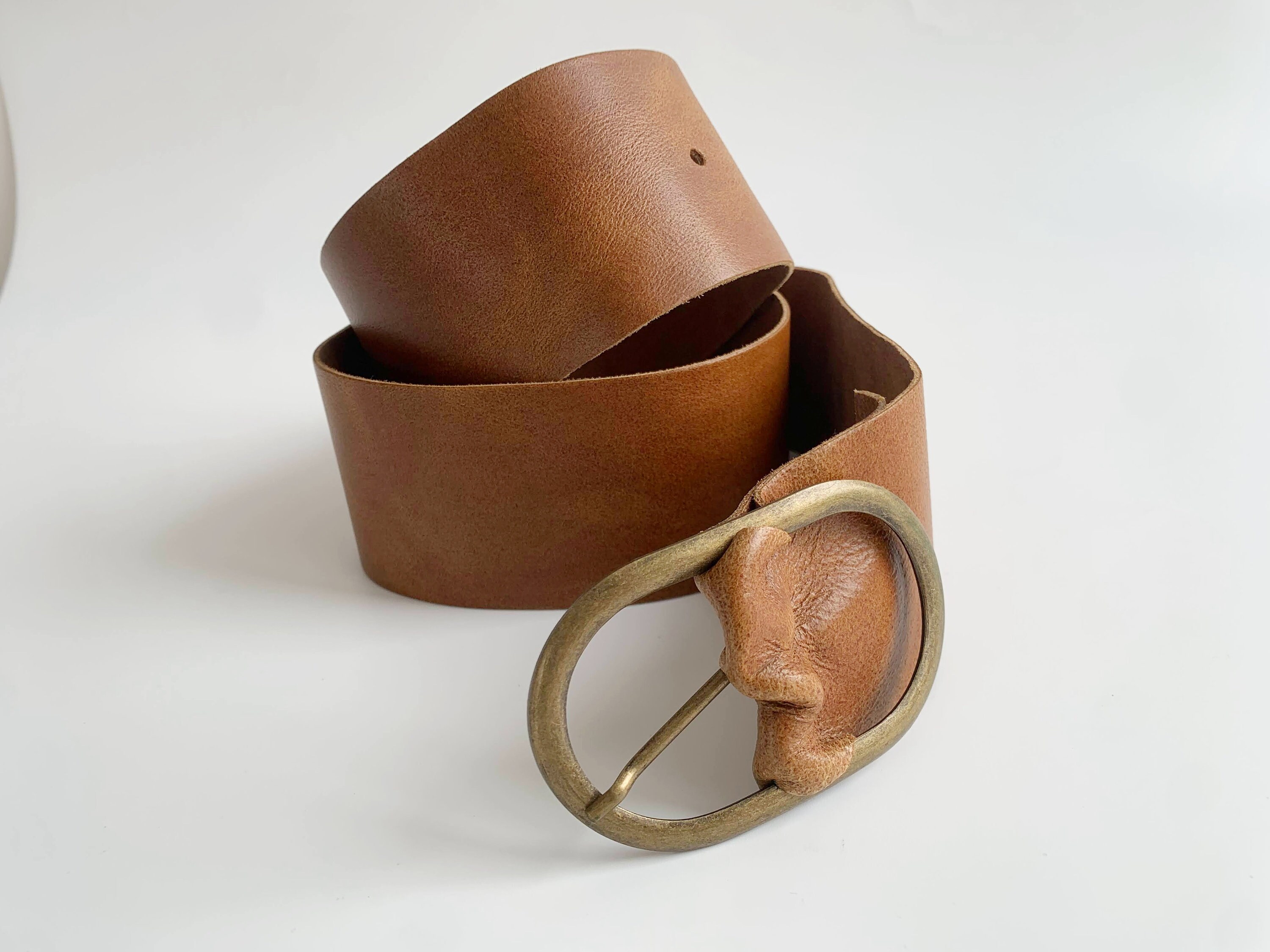 [Margesherwood] / ☆ VINTAGE LEATHER BELT / camel ClassicGenuineLeatherBelt-