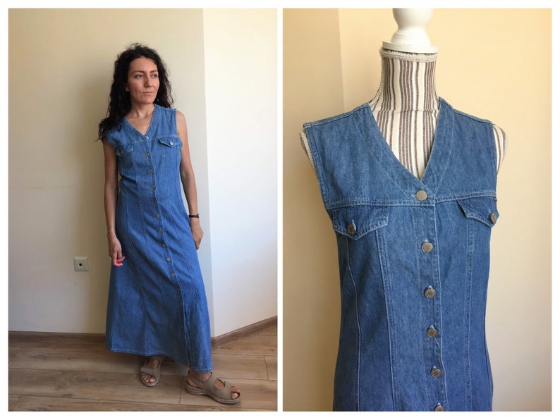 long blue jean dress