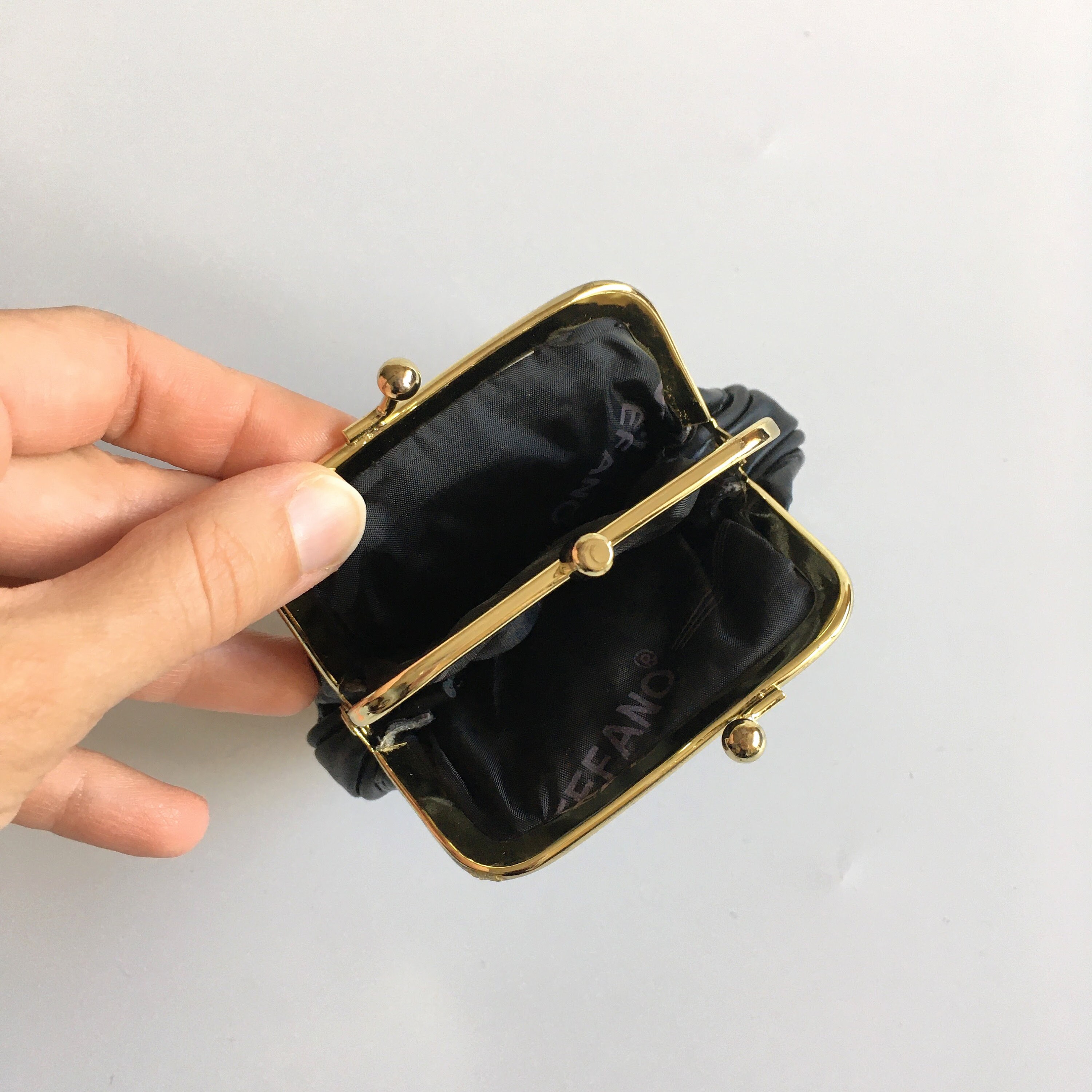 Black Soft Patchwork Leather Small Clutch Bag With