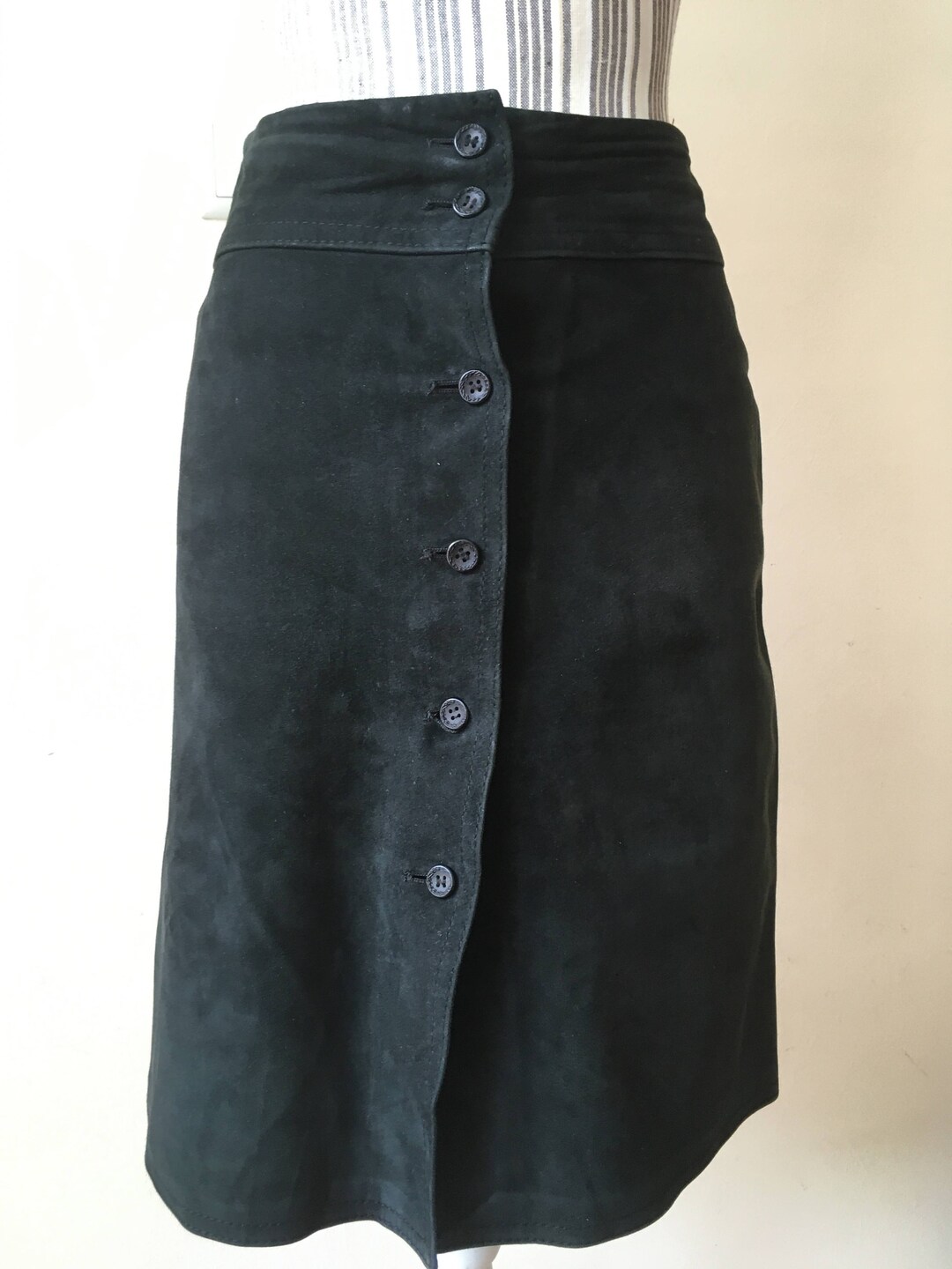 Black suede button down skirt discount