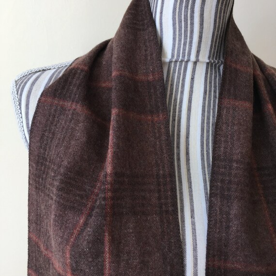 Vintage Thin Wool Scarf, Mens Plaid Scarf, Long C… - image 3