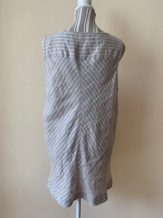 Vintage Light Grey Pure Linen Top For Women Size … - image 6