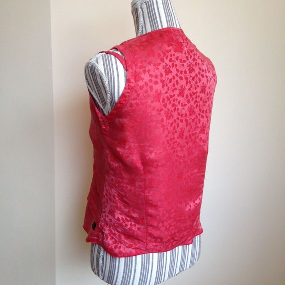 Red Silk Cami Top and Button Up Waistcoat for Wom… - image 6