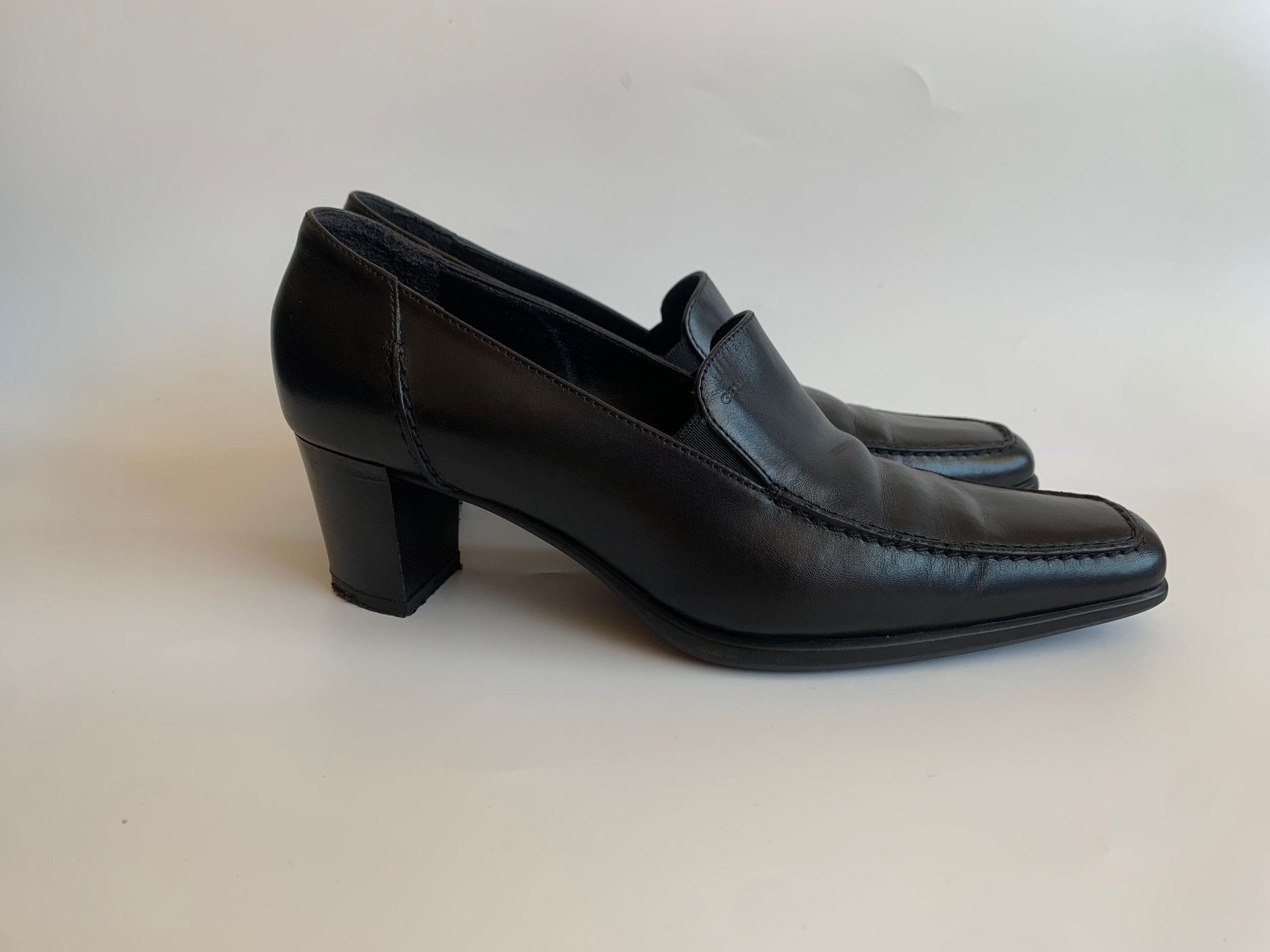 Vintage Y2K Geox Pointy Square Toe Black Leather Shoes - Etsy Finland