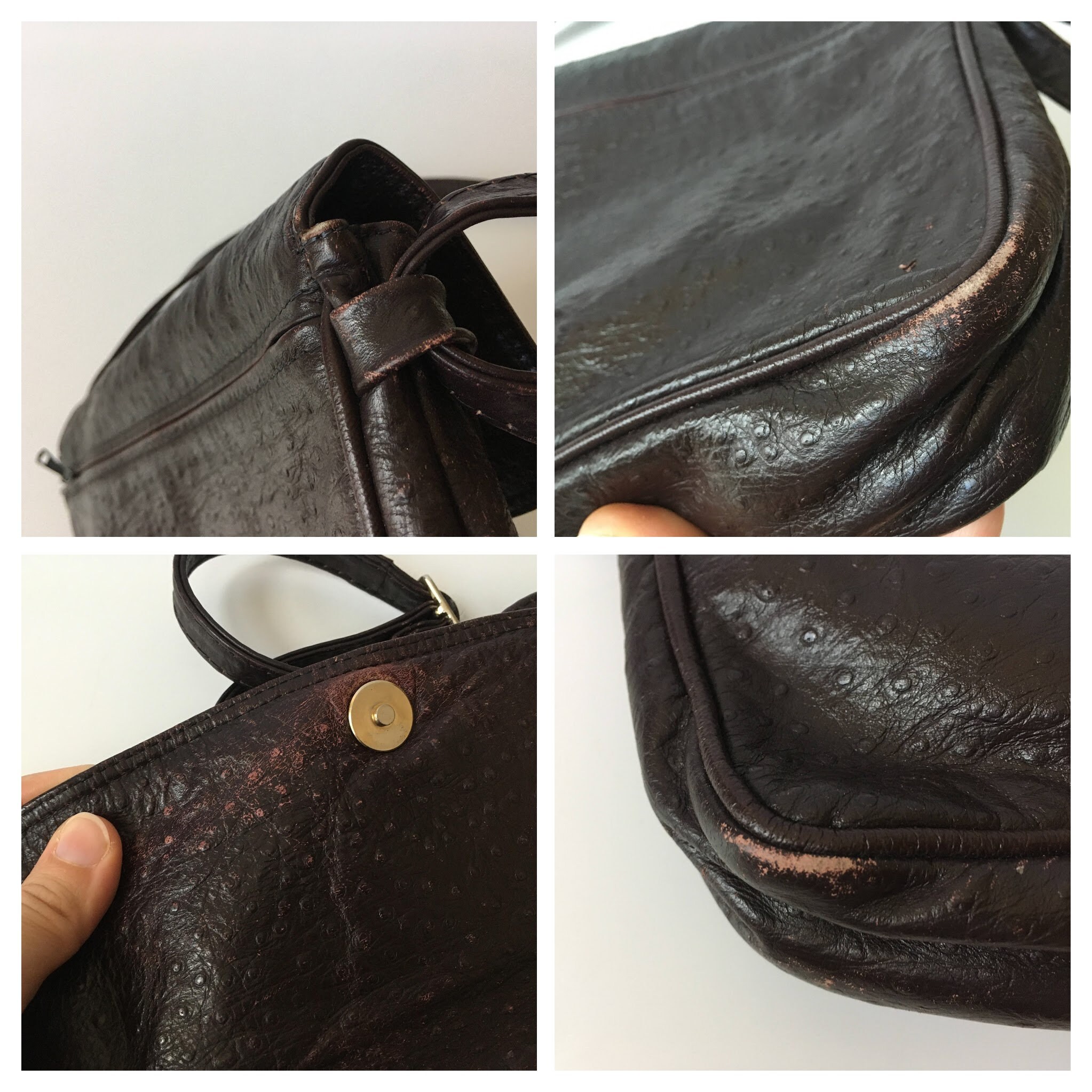 Stylish Ostrich Leather Purse Crossbody Shoulder Bag