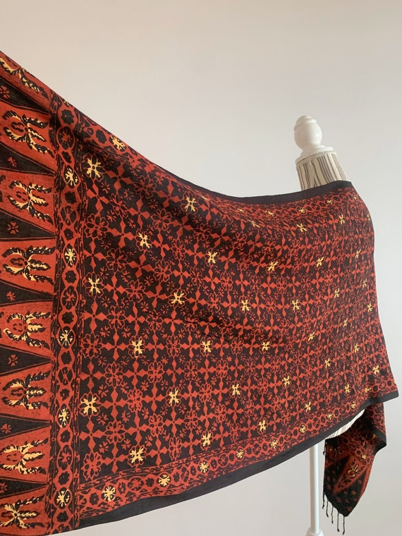 Vintage Indian Shawl for Women in Dark Brown Bric… - image 1