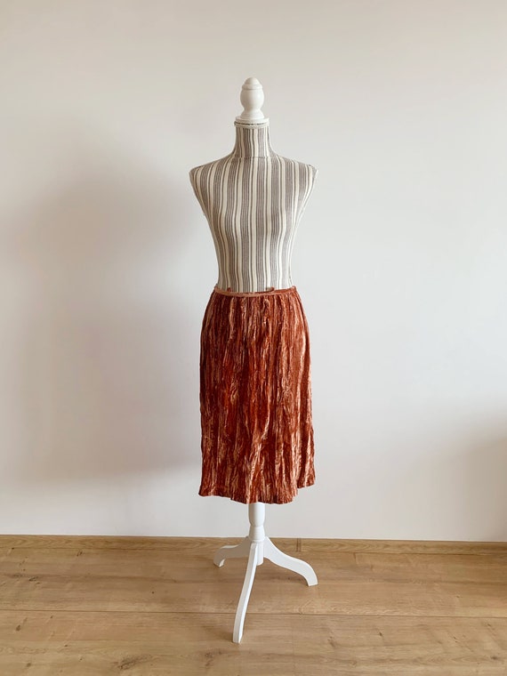 Crushed Velvet Skirt for Women Size S, Vintage 90… - image 3