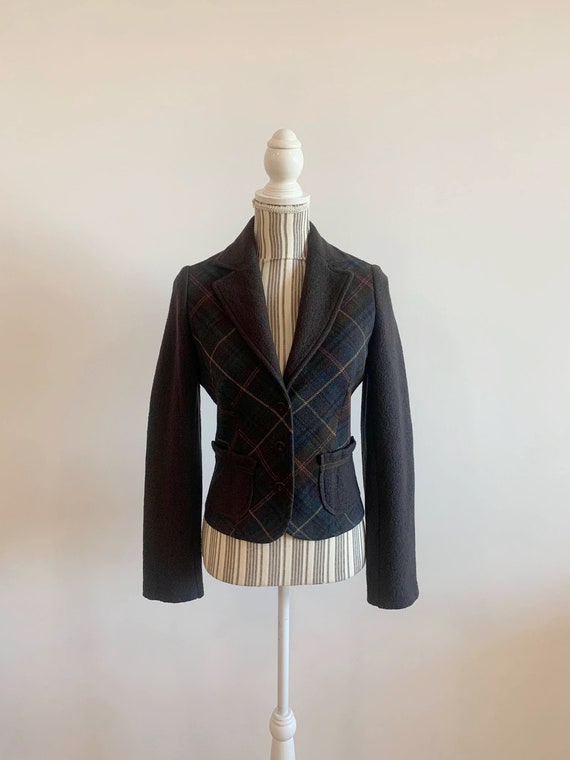 Plaid Tweed Sweater Blazer for Women Size XS, Vin… - image 1