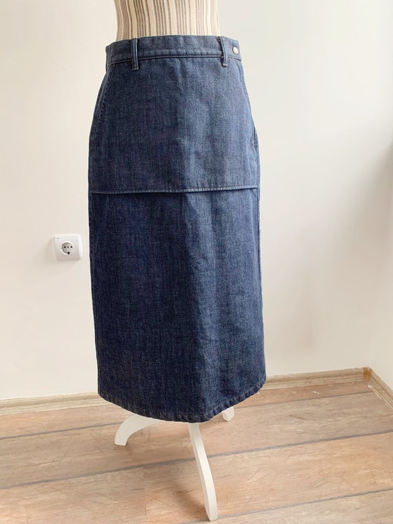 Levis Dark Wash Blue Denim Long A Skirt for Women… - image 2
