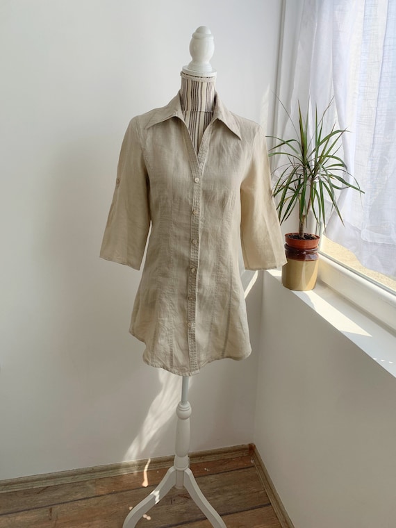 Long Linen Shirt with Buttons Size S, Soft Linen Tunic, Buttoned Mini Shirt Dress, Maxi Linen Shit, Linen Shirt Jacket, Linen Summer Clothes