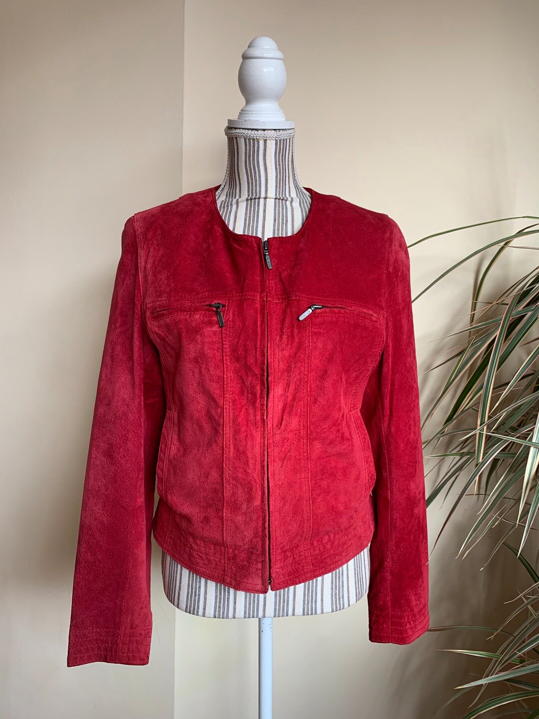 Veste en daim rouge pour femme taille M veste blazer en daim