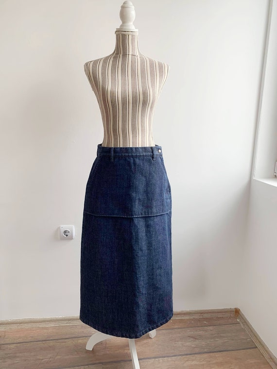 Levis Dark Wash Blue Denim Long A Skirt for Women… - image 1