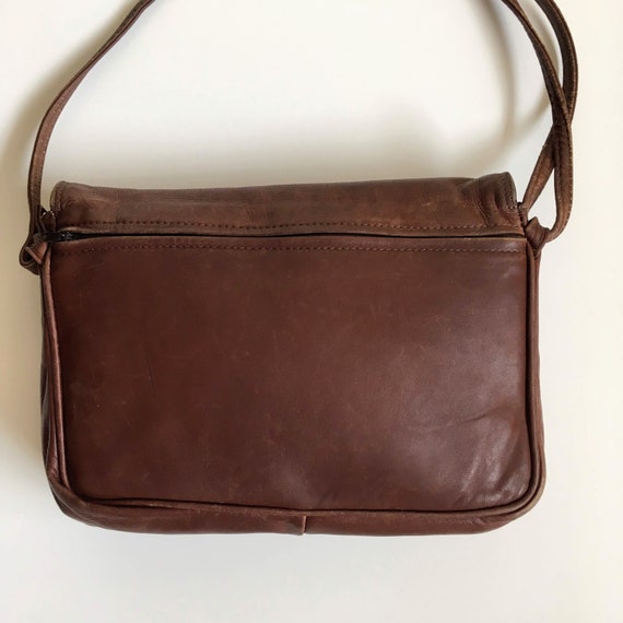 Distressed Leather Brown Beige Crossbody Bag, Boh… - image 6