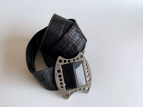 Vintage Soft Leather Belt for Women, Black Leather Belt, Trench Coat Belt, 90s Waist Belt, Statement Waist Cincher, Genuine Leather Belt