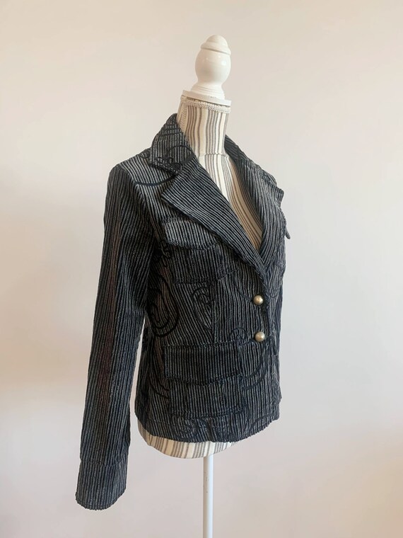 Vintage 90s Silver Grey Cotton Corduroy Blazer fo… - image 3