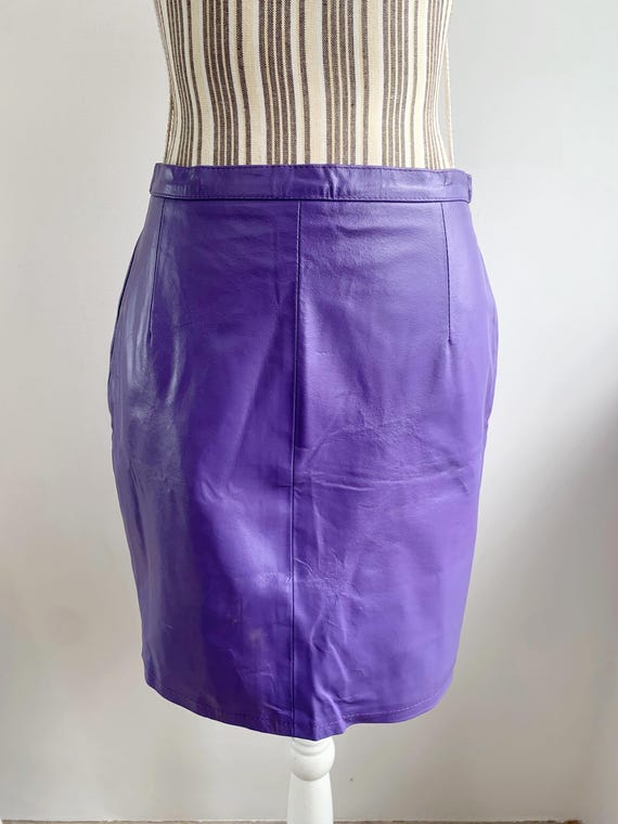 Vintage Italian Purple Leather Skirt Size S, Leather Pencil Skirt, Genuine Leather Skirt, Lilac Short Leather Skirt, Leather Clothes Women