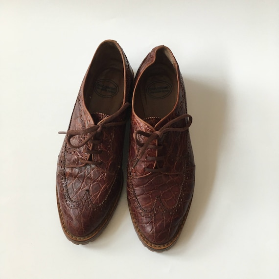 Vintage platte leren veterschoenen, bruine leren damesschoenen, Italiaanse  platte leren schoenen, dames stropdas oxford schoenen maat 37 EUR, US 6 UK  4 - Etsy België