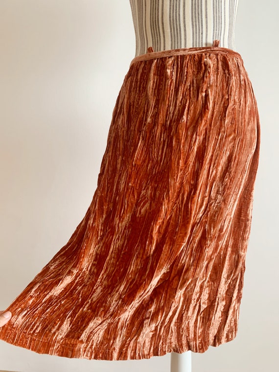 Crushed Velvet Skirt for Women Size S, Vintage 90… - image 6