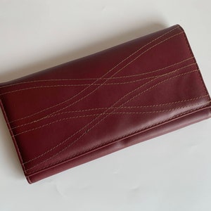 Cartera estilo sobre vintage de los años 80, cartera de mano color burdeos y rojo, bolso pequeño de piel sintética, cartera de mano para fiesta de noche, cartera minimalista, bolso de mano fino