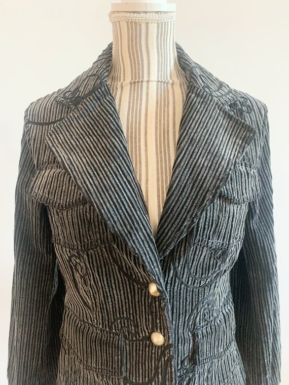 Vintage 90s Silver Grey Cotton Corduroy Blazer fo… - image 2