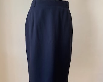 Spódnica ołówkowa z wełny, klasyczna spódnica midi, spódnica do kolan, spódnica minimalistyczna, prosta spódnica, spódnica z wysokim stanem, spódnica vintage z rozcięciem z tyłu