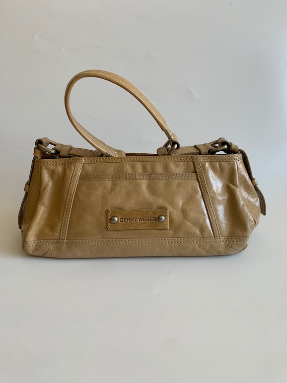 Vintage Cream Beige Shoulder Bag, Nude Medium Size Handbag, Simple Casual Tan Baguette Bag, Real Leather Underarm Purse, Work Bag for Women