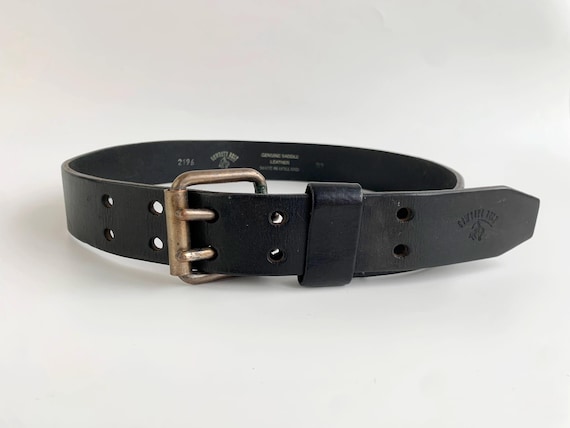 Vintage COWBOYS Double Hole Belt for Women Size 80 cm, Black Leather Belt 28 - 33"/ 71 - 86cm, Women's Jeans Belt, 90s Distressed Waist Belt