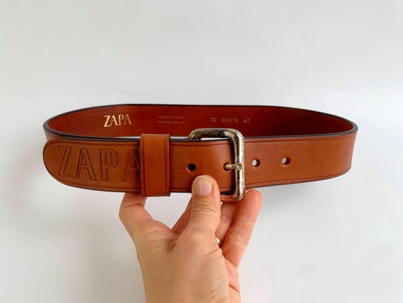 Vintage Women's Brown Leather Belt 70 cm 27", Wide Leather Belt, Rectangular Silver Buckle Belt, Boho Waist Belt, Full Grain Leather Belt