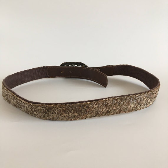 Brown Woven Straw Waist Belt for Women with Ornat… - image 4