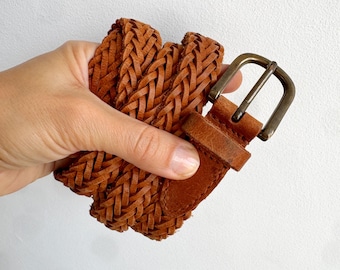 Braided Leather Belt for Man & Women, Christmas Gift, Real  display picture 2