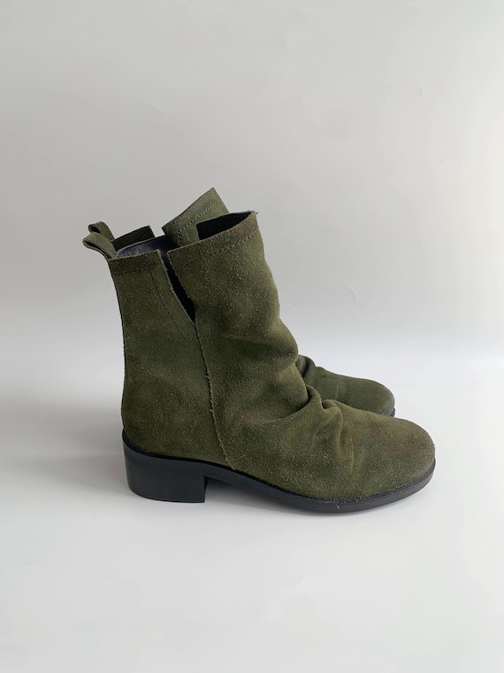 Green suede ankle boots best sale