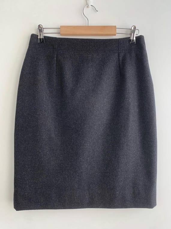 Vintage Dark Grey Wool Skirt for Women Size M, Fitted Wiggle Skirt, Autumn Winter High Waisted Skirt, Short Pencil Skirt, Basic Mini Skirt