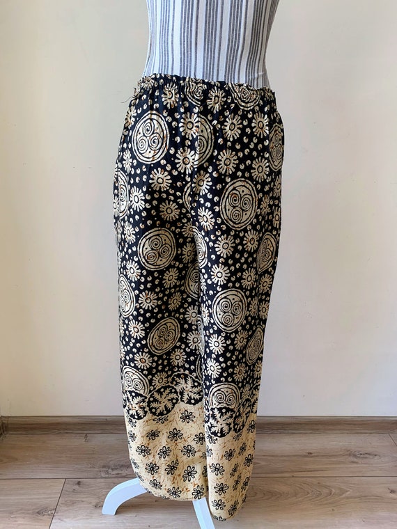 Vintage Tribal Wide Leg Harem Pants, Boho Floral … - image 3