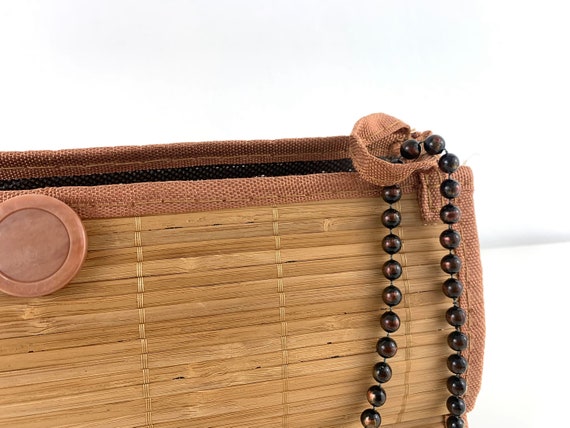 Vintage Wooden Handbag, Bamboo Slim Envelope Purs… - image 8