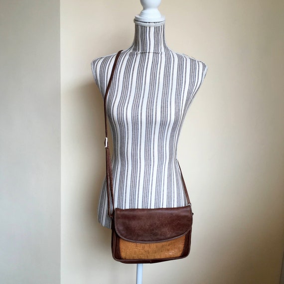 Distressed Leather Brown Beige Crossbody Bag, Boh… - image 3